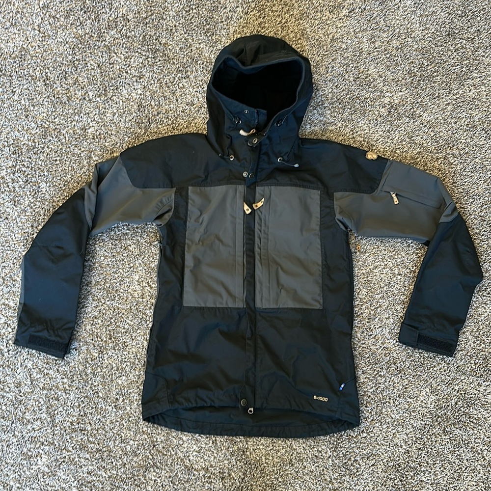 Fjallraven Shell Jacket, Black and Gray, Hooded, G-1000, Small